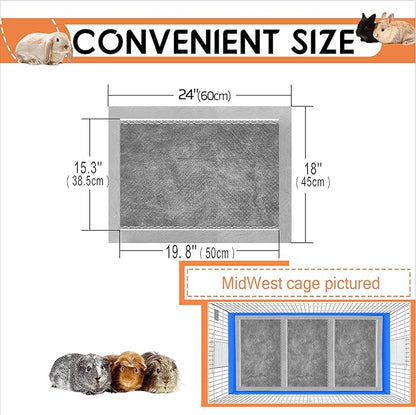 Guinea Pig Bedding, Disposable Guinea Pig Cage Liners, Charcoal Odor Controlling Absorbent Waterproof Pee Pads for Rabbits, Hamster and Other Small Animals. 18&