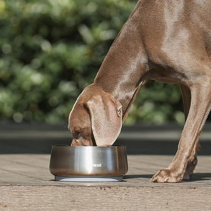 Pawaii Stainless Steel Dog Bowl with Non-Slip Rubber Base &amp; Double Wall Insulation - Durable Design | Includes ID Tag | Dishwasher Safe Food &amp; Water Bowl for All Dogs (68oz)