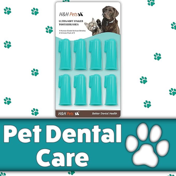 H&amp;H Pets Dog Finger Toothbrushes - Professional Pet Finger Dental Brush Set for Dogs Puppies Cats, Soft Bristles, Size Small 4 Count-Silicon