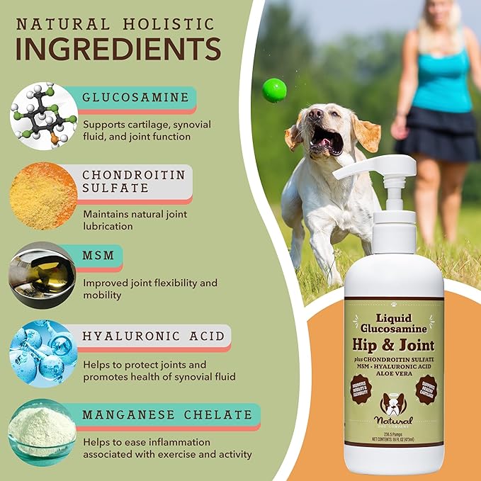 Natural Dog Company Healthy Joints, Skin and Coat Bundle for Dogs, Includes (1) Bottle Natural Dog Company Skin and Coat Oil, (1) Bottle Liquid Glucosamine, Food Topper, Dog&