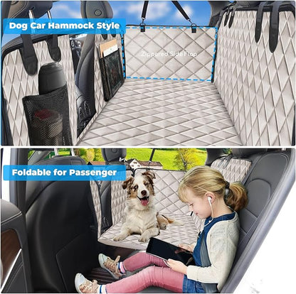 URPOWER Back Seat Extender for Dogs - Hard Bottom Dog Car Seat Cover Holds 400 lbs, Waterproof Dog Hammock Dogs Bed for Cars, SUVs &amp; Small Trucks, Pet Backseat Protector with Mesh Window &amp; Large Space