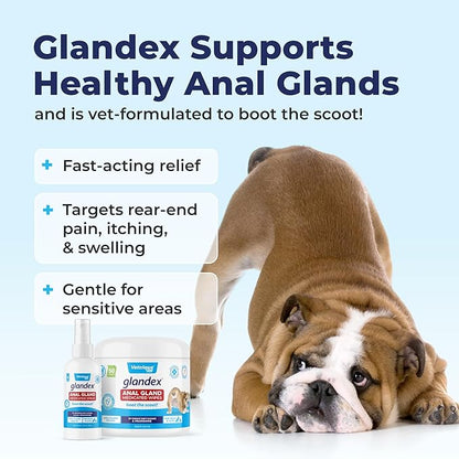 Vetnique Glandex Medicated Dog Butt Wipes or Spray for Dog Scooting - Topical Anti Itch Skin Relief for Soothing Inflamed Anal Glands in Dogs &amp; Cats - Fast Acting Formula 50ct (50ct Wipes)