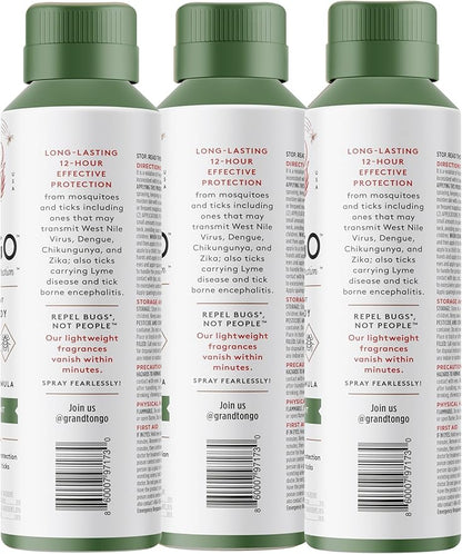 Green Tea + Mint Insect Repellent, 12-Hour Mosquito &amp; Tick Protection, Picaridin-Based, Water-Based, Lightweight, Quick-Drying, Vanishing Scent, DEET Alternative, Face &amp; Body Use, 3 Pack