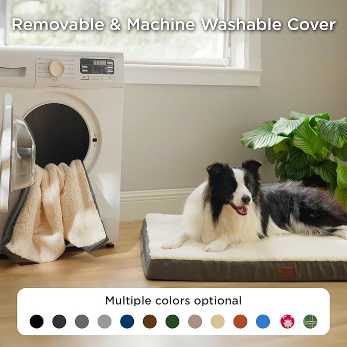 Bedsure Dog Bed Medium Size Dog - Orthopedic Flat Puppy Beds with Removable Washable Cover, Egg Crate Foam Pet Mat, Suitable for Pet Up to 35 lbs