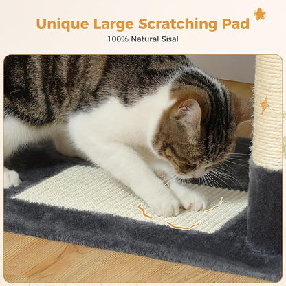 PAWZ Road Large Cat Tree, 72 Inches Cat Tower for Large Cats, Cat Condo with Sisal-Covered Scratching Posts and Pads, 2 Padded Perch, Dual Condo and Basket for Indoor Cats-Dark Gray