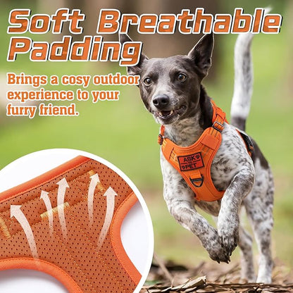 rabbitgoo Tactical Dog Harness for Small Dogs, No Pull Military Service Vest with Handle &amp; Molle, Easy Control for Training Walking, Adjustable Reflective Straps, Orange, S