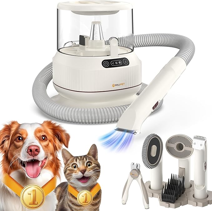 Dog Grooming Vacuum Kit, 2.5L Large Capacity, Dogs &amp; Cats Vacuum for Shedding, 4 Pet Grooming Tools, Low Noise, Dog Nail Clipper as A Gift
