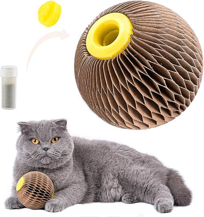 AREIIA Catnip Ball Toy for Cats Catnip Refillable Scratcher Ball Kitty&