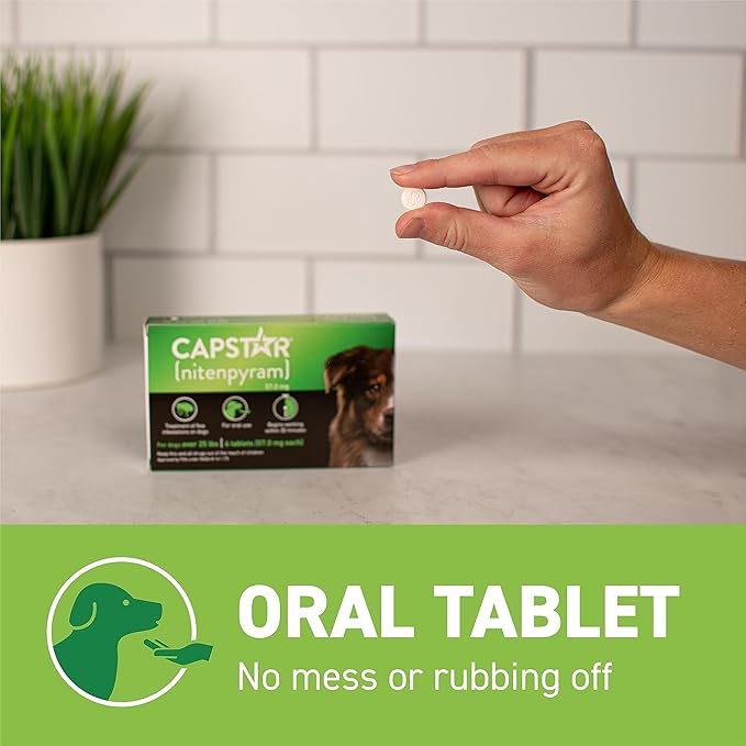 CAPSTAR Oral Flea Treatment for Dogs, Fast Acting Tablets Start Killing Fleas in 30 Minutes, Medium &amp; Large Dogs (Over 25 lbs), 6 Doses