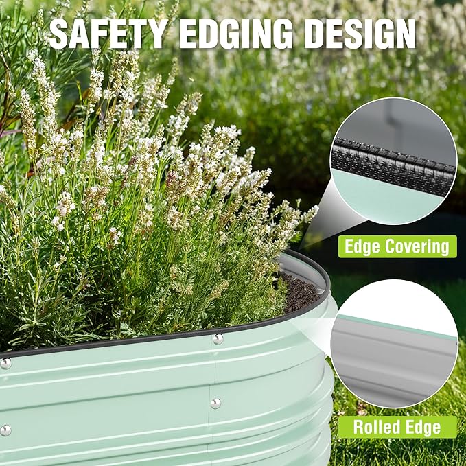 WORKPRO 4x2x1ft Galvanized Raised Garden Bed Set, Rust &amp; Corrosion Protection, Easy Assembly, Safe Edge, Ideal for Vegetables &amp; Flowers, Green