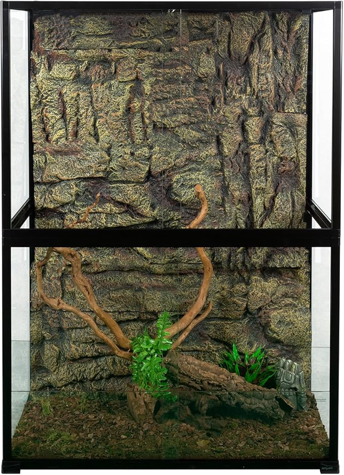 REPTIZOO 135 Gallon Glass Reptile Terrarium Tank, 36" x 18" x 48" Wide &amp; Tall Reptile Terrarium, Chameleon Cage with Sliding Front Door Top Screen Ventilation, Easy Assembly