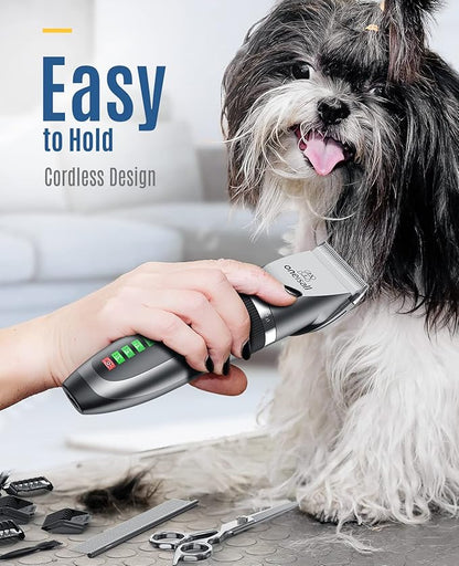 oneisall 2 in 1 Pet Cat &amp; Dog Grooming Kit - Quiet Cordless Dog Clippers &amp; Paw Trimmer for Grooming Pet Hair