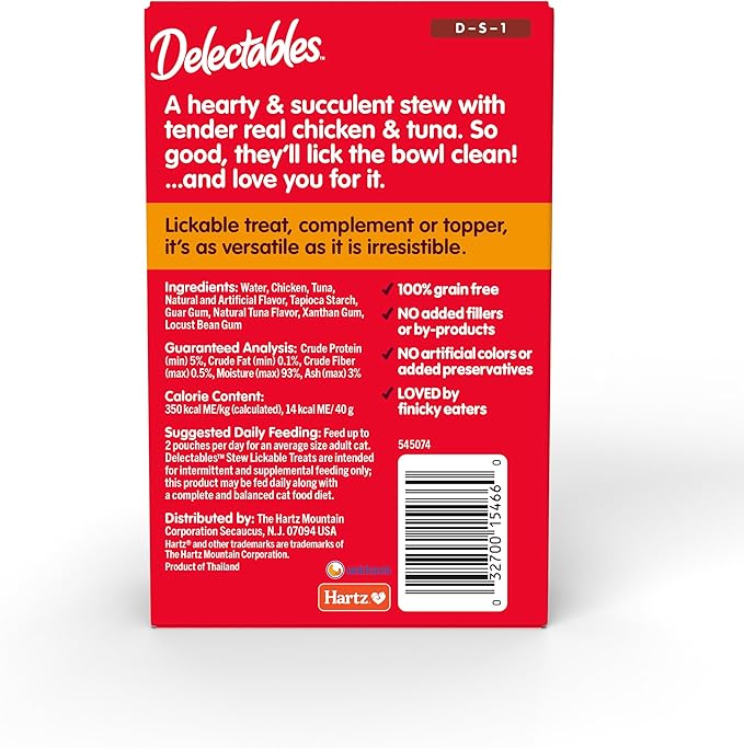 Hartz Delectables Stew Chicken &amp; Tuna Lickable Wet Cat Treats, 30 Count