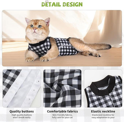 2 Packs Cat Surgery Recovery Suit Surgical Clothes Abdominal Wounds Anti-Licking Cat Bodysuit Onesie Substitute E-Collar&amp; Cone