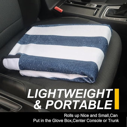 Back Seat Cover for Car Trucks Van SUV,Waterproof Rear Bench Towel Seat Covers for Dogs and Kids,Automotive Backseat Protector (Blue Stripe)