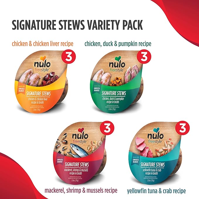 Nulo Freestyle Cat &amp; Kitten Wet Cat Food Signature Stew, Premium All Natural Grain-Free Cat Food Topper with No Added Minerals or Preservatives and High Animal-Based Protein 12 Count (Pack of 1)