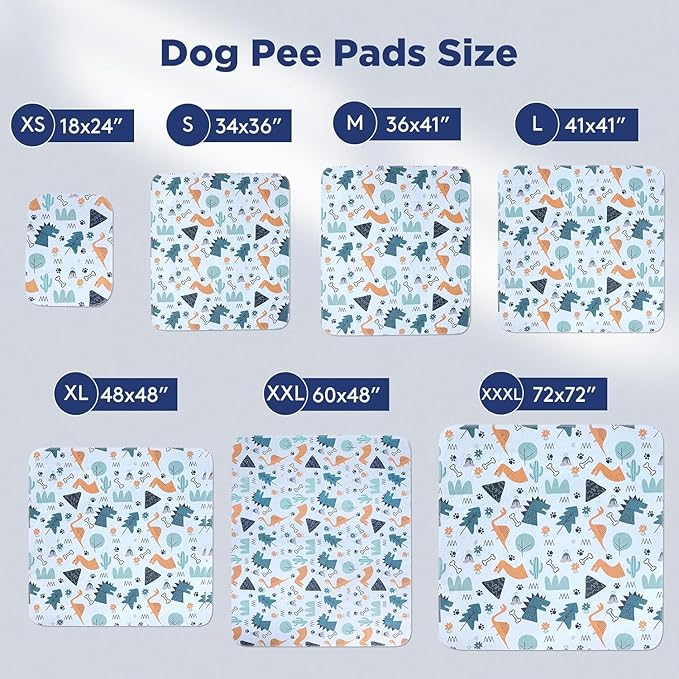 Washable Pee Pads for Dogs, 2 Pack Large 36"x41" Super Absorbent Reusable Training Pads, 100% Waterproof Non-Slip, Whelping &amp; Playpen Indoor Dog Cage Pads Pet Mat Dog Supplies