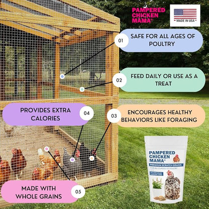 Pampered Chicken Mama Chick Feed - Premium Chicken Scratch Treat - High Protein &amp; Calcium Grower Feed for Laying Hens (10 lbs)