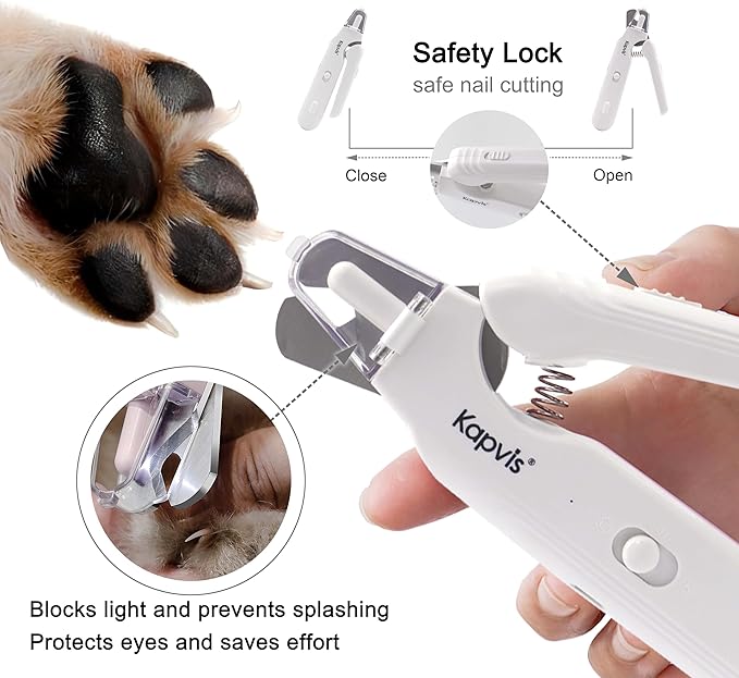 2-in-1 Dog Nail Trimmers &amp; Dog Nail Grinder with LED Lights,Cat Nail Clipper with Guard,cat Nail Trimmer for Large Medium Small Dogs Cats Claw Trimmer Quick Sensor and Safety Guard