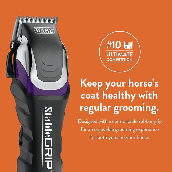 Wahl Pro Animal Stable Grip - Comprehensive Equine Grooming Kit - Light Body Clipping - Trimming Face, Ears &amp; Fetlocks - Stable Grip Clipper - Easy-to-Adjust Cutting Lengths - Long Power Cord