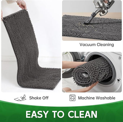 Dog Door Mat Indoor Entrance, 60" x 24" Absorbent &amp; Quick-Drying Mud Rugs, Non-Slip Door Rugs for Entryway Indoor Washable, Soft Chenille Dog Mat for Muddy Paws