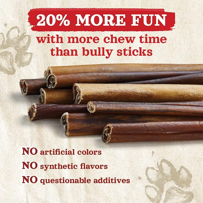 Natural Farm Collagen Dog Chews (12 Inch, 5 Pack), Odor-Free Long Lasting Bully Sticks &amp; Rawhide Alternative Dog Treats, 95% Collagen Low Fat, High Protein – Medium &amp; Large Dogs