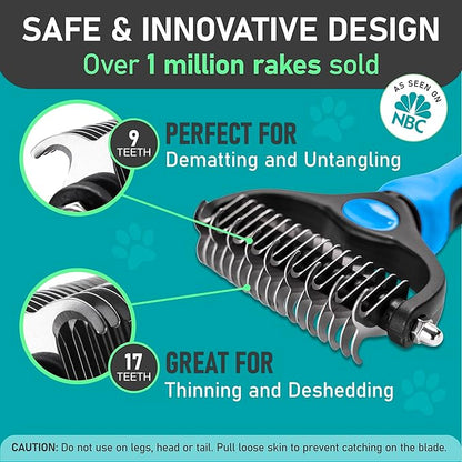 Maxpower Planet Pet Grooming Rake and Mini Pet Hair Remover Tool, Undercoat Rake for Dogs &amp; Hair Remover for Car Carpet, Cat Fur Removal and Double-Sided Deshedding Dematting Tool for Dogs and Cats