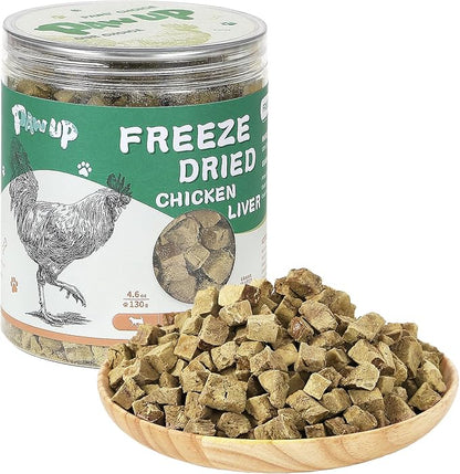 Freeze Dried Chicken Liver Pet Treats, High Protein Freeze-Dried Pet Food for Dogs, Cats, Fresh Ingredient Snacks, 4.6 oz, Rawhide Free&amp;Grain Free