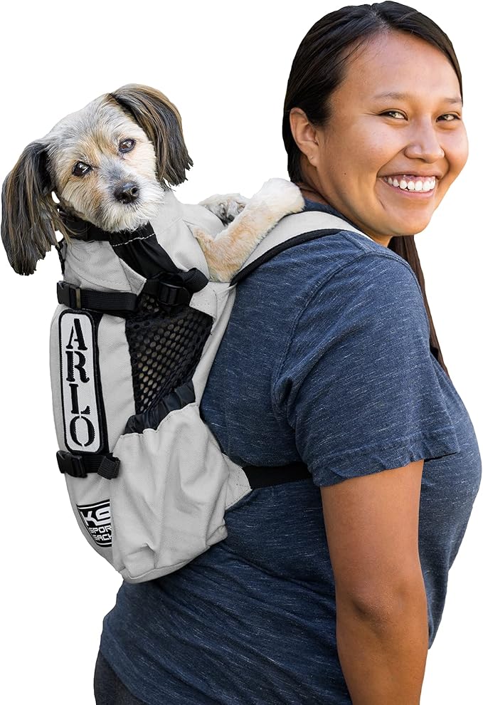 K9 Sport Sack Air 2 - X-Small, Light Grey - Ideal for Dogs with 9-12” Back Length - Durable, Breathable Backpack-Style Carrier - Perfect for Walks, Short Hikes &amp; Public Transportation