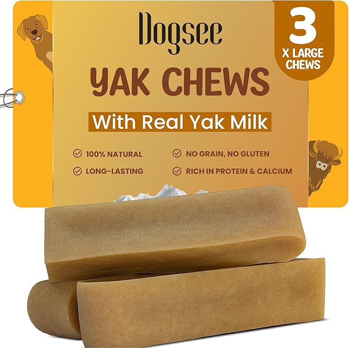 Dogsee Original Himalayan Yak Cheese Chews 1lb (XL - 3 Pieces) | Rawhide-Free | Long-Lasting | Fights Plaque &amp; Tartar | Supports Dental Health