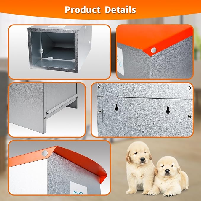 Dog Feeder - Galvanized Metal Pet Food Station for Indoor &amp; Outdoor Use - Automatic Gravity-Fed Dispenser Suitable for Small, Medium, and Large Dog Breeds - Capacity: 25 Pounds of Dry Kibble