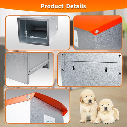 Dog Feeder - Galvanized Metal Pet Food Station for Indoor &amp; Outdoor Use - Automatic Gravity-Fed Dispenser Suitable for Small, Medium, and Large Dog Breeds - Capacity: 25 Pounds of Dry Kibble