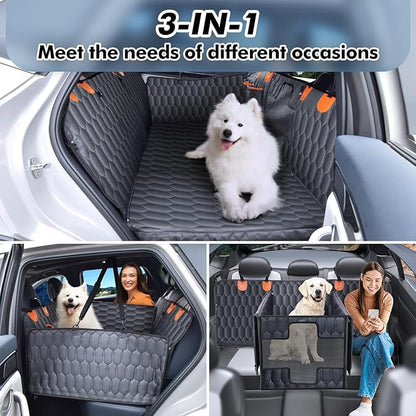 3-in-1 Convertible Dog Car Seat Extender &amp; Booster Seat – 400lb Capacity, Waterproof 600D Oxford with Hard Bottom, Scratch-Proof Hammock for Cars &amp; SUVs