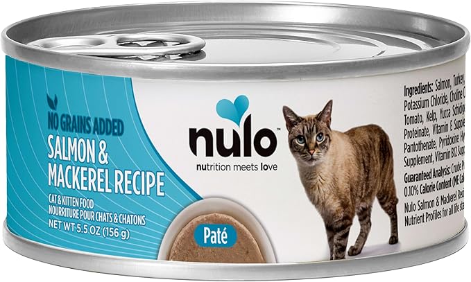 Nulo Salmon &amp; Mackerel Recipe Pate Wet Canned Cat Food, 5.5 Ounce (Pack of 24)