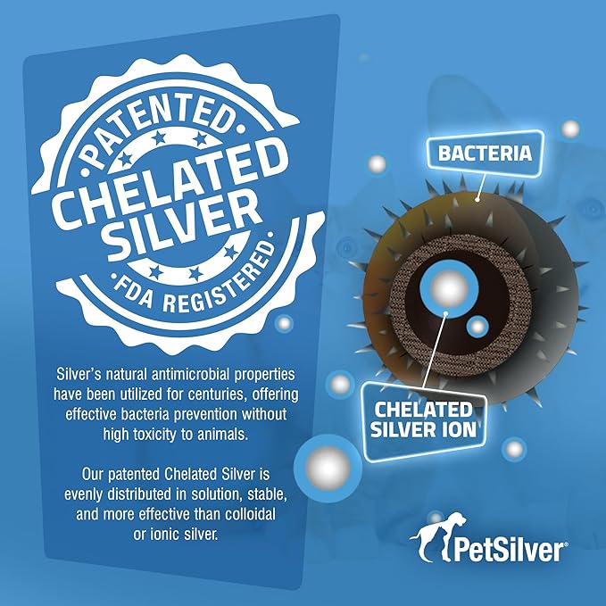 PetSilver Immune Support - Promotes Respiratory Health in Cats &amp; Dogs, Sinus &amp; Kennel Cough Treatment, Natural Antibiotic, Allergy Relief, Chelated Silver Formula, Easy-to-Use Dropper, USA - 2 fl oz