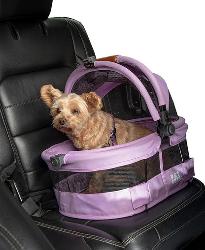 Pet Gear No-Zip View 360 Ultra Lite Pet Safety Carrier &amp; Car Seat for Small Dogs &amp; Cats Push Button Entry, 15", Larkspur,View 360 Ultra Light 15-inch,Larkspur