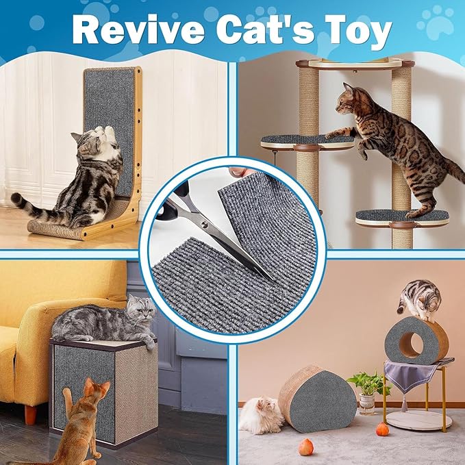 Cat Scratch Couch Furniture Protector, Adhesive Cat Scratch Pad Deterrent for Furniture, DIY Climbing Cat Scratcher Couch Protector from Cat Claws Scratching Indoor (Dark Grey 11.8"X39.4")