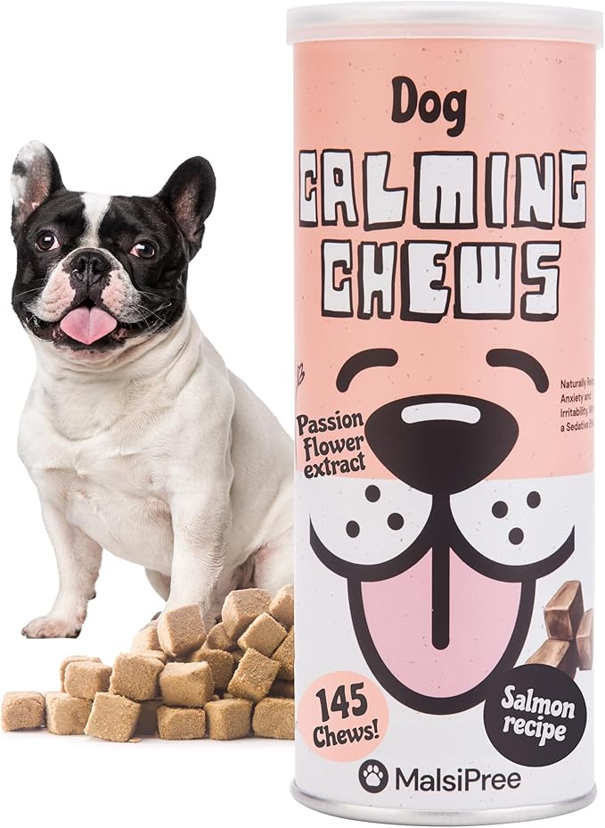 MalsiPree Calming Chews for Dogs - 145 pcs Salmon - Helps Regulate Mood - Anxiety Relief Treats - No Sedative Effect - Freeze Dried - with Passion Flower &amp; Melatonin