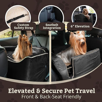 Snoozer Lookout I Dog Car Seat - Small Dog &amp; Puppy Car Seat, Booster Bed for Small and Medium Size Pets up to 25 Lbs, Elevated, Washable - Medium