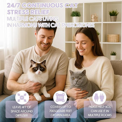 80S Cat Calming Diffuser Kit – Cat Pheromones Calming Liquid, Cat Pheromones Diffuser, 30 Days Continuous Stress &amp; Anxiety Relief, Perfect for Multi-Cat Households, Fits All Common Diffuser Plug in
