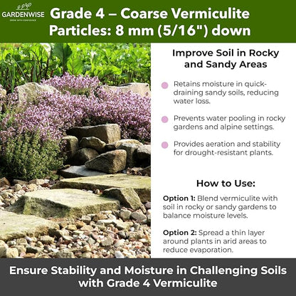 Organic Coarse Vermiculite for Indoor Gardening Plants and Mushrooms – Enhances Soil Aeration, Seed Germination, Rooting Cuttings – Small Packages and Bulk (Vermiculite Grade 4 – Coarse, 30 quarts)