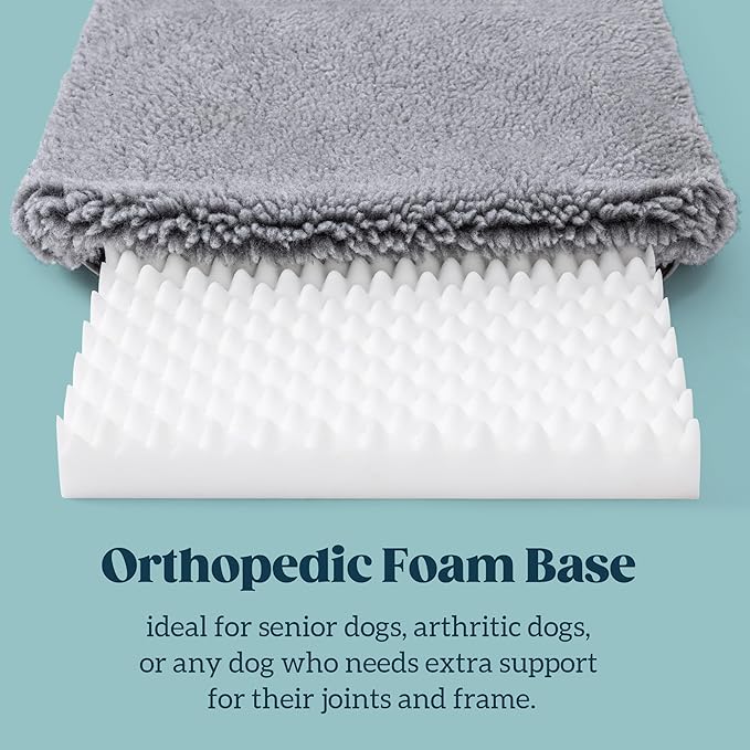 Stoutwool 4" Indestructible Dog Bed - Orthopedic Chew Proof Dog Crate Pad - Fluffy Kennel Mat for Aggressive Chewers - Ideal for Large Breeds &amp; Fits 36-Inch Crate - 35"x22", Charcoal