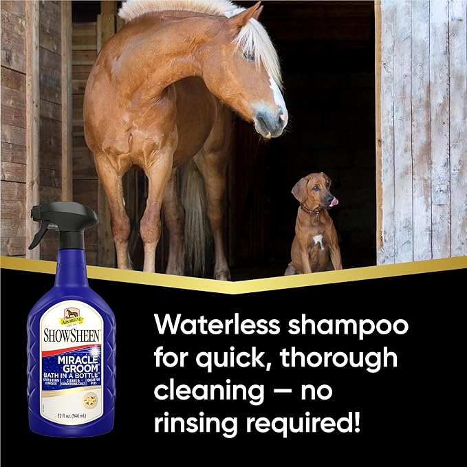 Absorbine ShowSheen Miracle Groom Waterless Shampoo, 5-in-1 Formula for Coat, Mane &amp; Tail, 32oz