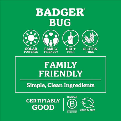 Badger Bug Repellent, Easy to Use Travel Stick, DEET-Free Mosquito Repellent &amp; Insect Protection, Certified Organic Essential Oil Balm