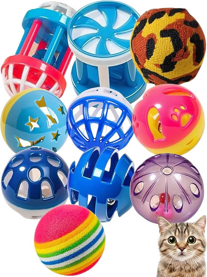 10-Pack Cat Toy Balls with Bells for Kittens and Cats (1.5&
