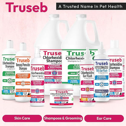 Truseb Topical Ketoconazole and Chlorhexidine Wipes for Dogs, Cats and Horses - with Aloe for Cleansing - 50 Count (Ketoconazole &amp; Chlorhexidine Wipes, 50 Count)