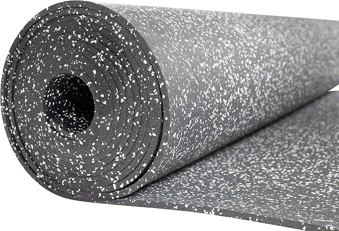 Playsafer Genaflex Rubber Gym Floor Mat, Heavy Duty Commercial Protective Gym Flooring Roll - 8mm Thick (10% Grey, 4&