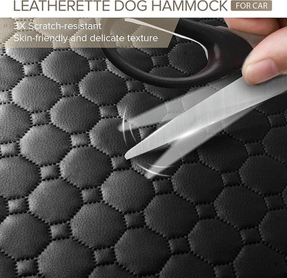 Back Seat Extender for Dogs Holds 400lbs, PU Leather Hard Bottom Car Seat Cover for Dogs,Heavy Duty Dog Car Seat Cover for Back Seat, Waterproof Dog Hammock for Car, Large Pet Bed for Car, Suv, Truck