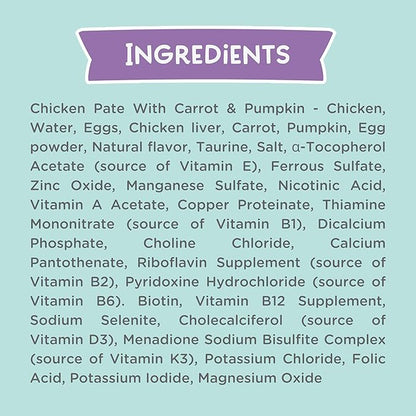 LOVE, NALA - Natural Adult Cat Wet Food - Pate Chicken with Carrot &amp; Pumpkin Recipe- Grain Free, Non-GMO, Lean Protein, Digestive Fiber Blend, Added Minerals &amp; Vitamins - 12 Pack 2.4 lbs.