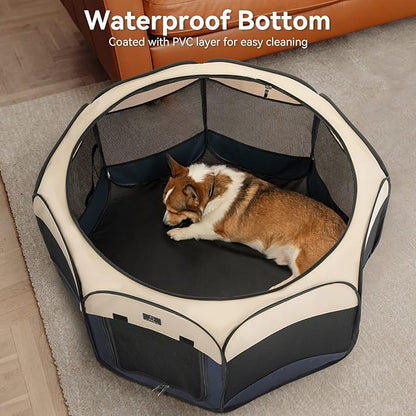 A4Pet Portable Dog Playpen for Small Dogs, 27" Foldable Small Pet Playpen for Puppy/Cat/Rabbit/Chick, Indoor Cat Playpen with Removable Zipper &amp; Mesh Panel(11”W × 7.5”H)
